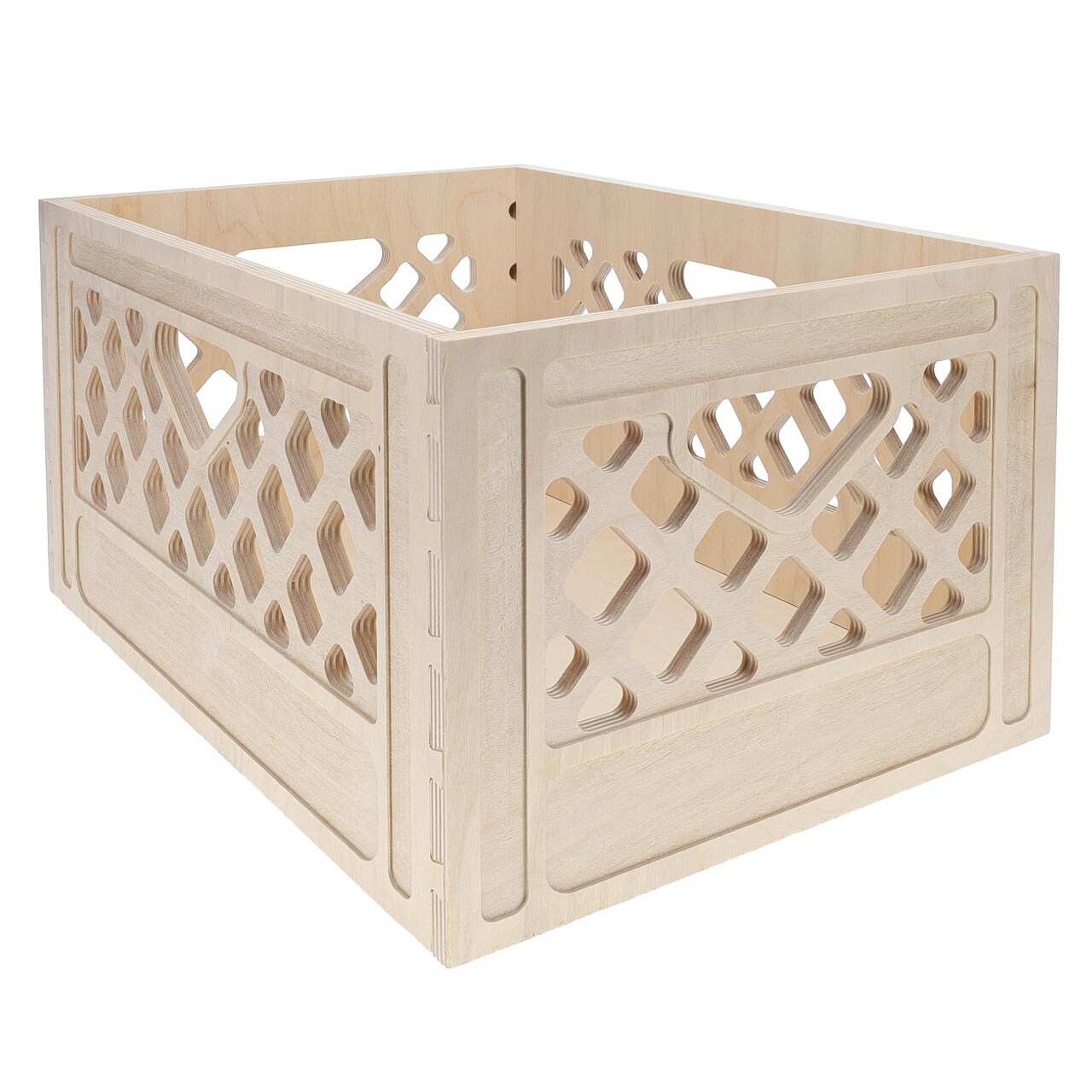 Good Wood By Leisure Arts Wooden Milk Crate, Wood Crate Classic Finish, Crates For Display, Crates For Storage, Wooden Unfinished, 18" X 12.5" X 9.5"